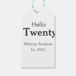 Etiqueta Para Presente Olá, junte nome de vinte anos. Adicionar minim de