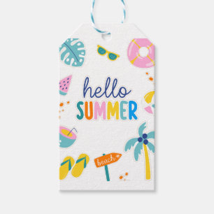 Etiqueta Para Presente Olá Verão Diversão na Praia Design Retro