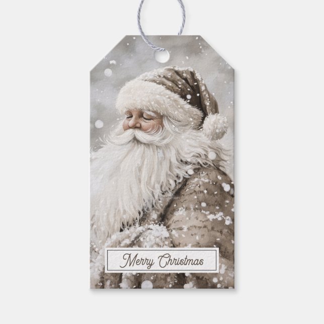 Etiqueta Para Presente Old Fashioned Santa Claus Merry Christmas (Frente)