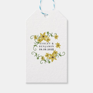 Etiqueta Para Presente Óleo de Mão Botânica Amarelo de girassol