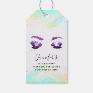 Etiqueta Para Presente Olhos Roxos Glamorosos e Irmãs Aquarela Obrigado