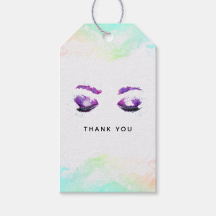 Etiqueta Para Presente Olhos Roxos Glamorosos e Irmãs Aquarela Obrigado