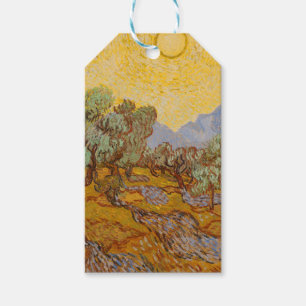 Etiqueta Para Presente Oliveiras de Van Gogh Sol Amarelo Céu