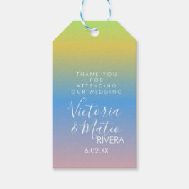 Etiqueta Para Presente Ombre Arco-íris Casamento Amarelo Azul Rosa   