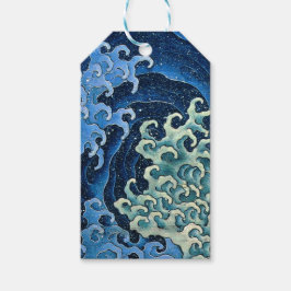 Etiqueta Para Presente Onda Feminina Hokusai Vintage Oceano