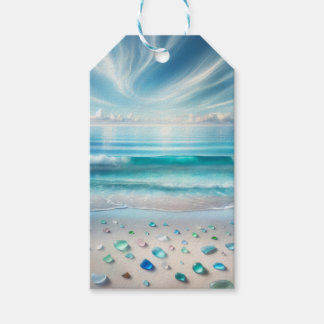 Etiqueta Para Presente Ondas bonito do Oceano Azul e Vidro do Mar