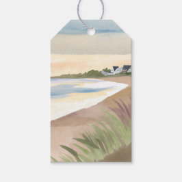 Etiqueta Para Presente Ondas da Praia | Aquarela do Oceano Costeiro