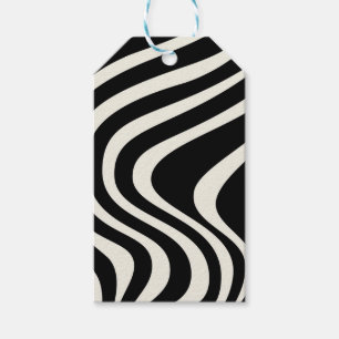 Etiqueta Para Presente Ondas de estilo retrô preto e branco