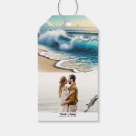 Etiqueta Para Presente Ondas do Oceano em Colisão Casamento Rústico na Pr