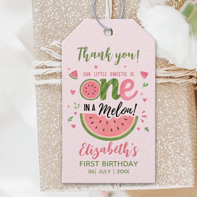 Etiqueta Para Presente One in a Melon! Birthday One Girl  (Criador carregado)