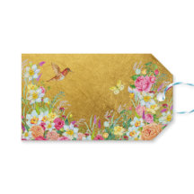 Opulência Beija-Flor Floral Dourado