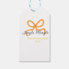 Etiqueta Para Presente Orange bow jingle Mingle retro boho family namdate