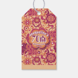 Etiqueta Para Presente Orange Groovy Psychedelic 60s 70s Floral Birthday