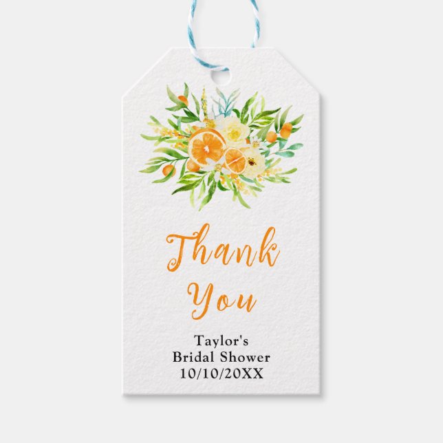 Etiqueta Para Presente Oranges Citrus Bridal Shower Thank You (Frente)