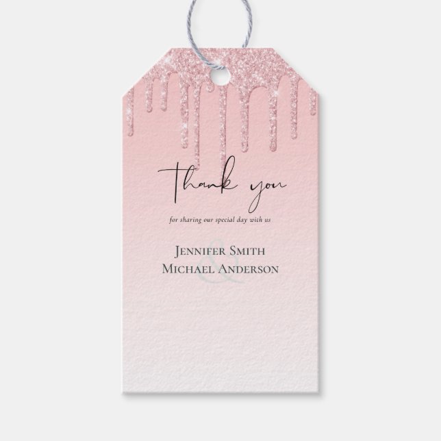 Etiqueta Para Presente ORÇAMENTO Casamento com Brilho Rosa Gotejante (Frente)