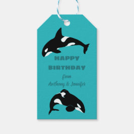 Etiqueta Para Presente Orcas Killer Whales Teal Blue Personalizado