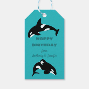Etiqueta Para Presente Orcas Killer Whales Teal Blue Personalizado