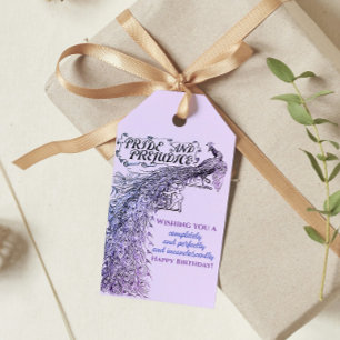 Etiqueta Para Presente Orgulho de lavanda e Preconceito de Aniversário Fe