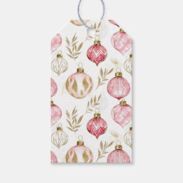 Etiqueta Para Presente Ornamentos Dourados de Natal Rosa