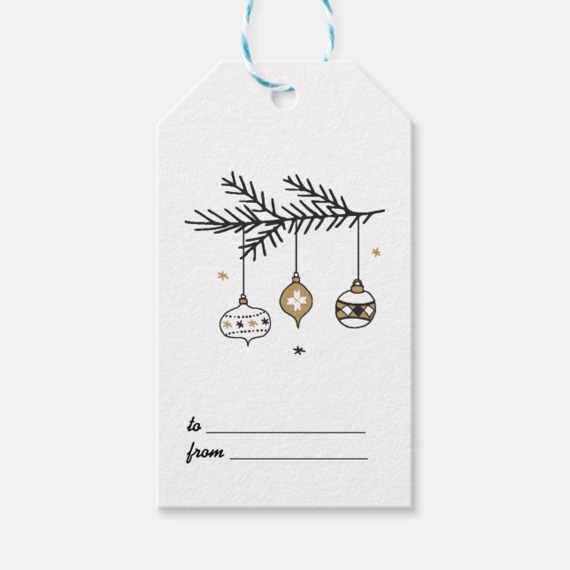 Etiqueta Para Presente Ornamentos em uma ramificação Natal/Feriado (Frente)