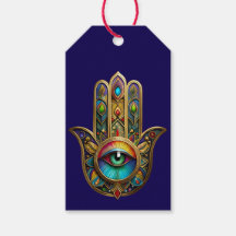 Ornate Gold Colorful Hamsa Green on Red Third Eye