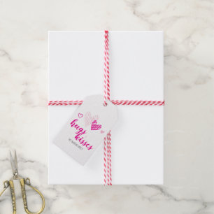 Etiqueta Para Presente Os corações cor-de-rosa abraçam & beijam Tag do