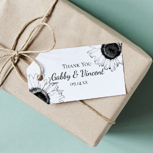 Etiqueta Para Presente Os girassóis brancos pretos que Wedding o obrigad