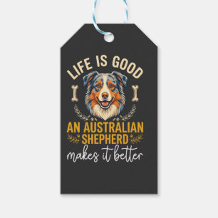 Etiqueta Para Presente Osso de Cachorro Pastor Australiano Life Is Good