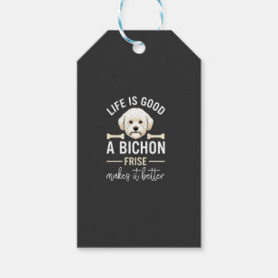 Etiqueta Para Presente Ossos de Cão Bichon Frise de Pelo Branco Life Is G