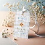Etiqueta Para Presente Our Little Peanut Boy Blue Gingham Baby Shower<br><div class="desc">Celebrate your baby boy with this adorable Little Peanut Baby Shower Decor Gift Tags featuring a soft blue gingham background and a sweet neutral design. This charming design blends a classic pattern with a modern baby shower theme, creating a perfect balance of playful and elegant. The phrase “Our Little Peanut...</div>