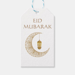 Etiqueta Para Presente Ouro Crescente Lanterna Eid Mubarak Presente Islâm