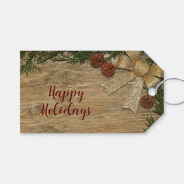 Etiqueta Para Presente Ouro do Partido do Natal Verde Deixa a Rússia Verm