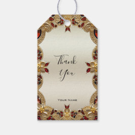 Etiqueta Para Presente Ouro Flores - Etiqueta de Presente de Gemstone Ver