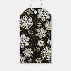 Etiqueta Para Presente Ouro Meia-Noite Flocos de Neve Glam
