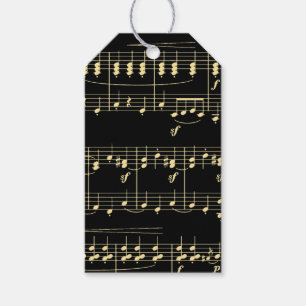 Etiqueta Para Presente Ouro musical em preto
