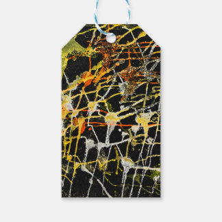 Etiqueta Para Presente Ouro Preto e Salpico Abstrato Prateado