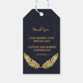 Etiqueta Para Presente Ouro Quadro Marinho obrigado traseiro