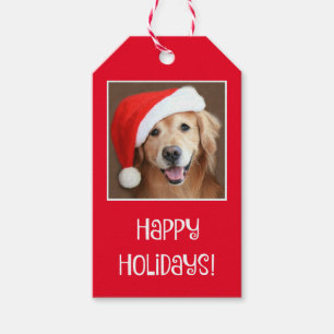 Etiqueta Para Presente Ouro Retriever Com Red Santa Hat