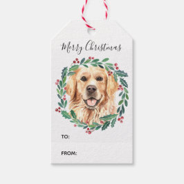 Etiqueta Para Presente Ouro Retriever Elegante Cachorro Feliz Natal