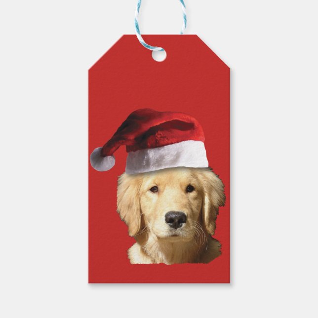 Etiqueta Para Presente Ouro Retriever Santa Claus (Frente)