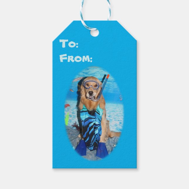 Etiqueta Para Presente Ouro Retriever Snorkeler (Frente)
