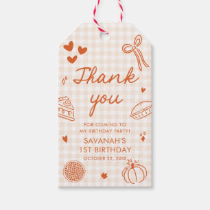 Etiqueta Para Presente Outono Desenhado à Mão Um Pequeno Bolo de Aniversá