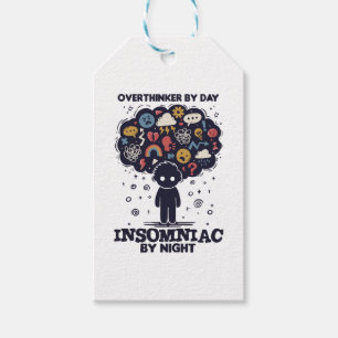 Etiqueta Para Presente Overthinker by day, Insomniac by night