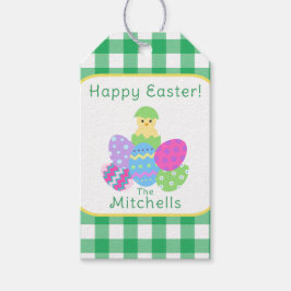Etiqueta Para Presente Ovos de Páscoa Coloridos de Verde Verificação Feli
