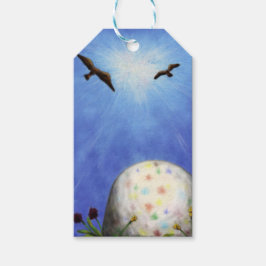 Etiqueta Para Presente óvulo de páscoa de arte ilustrada na grama