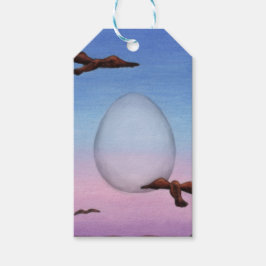 Etiqueta Para Presente óvulo voador gigante ilustrativo rodeado de aves