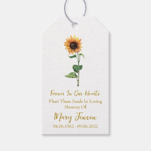 Etiqueta Para Presente Pacote de Sementes de Girassol Memorial Funeral