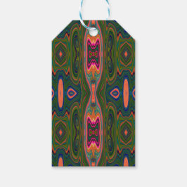 Etiqueta Para Presente Padrão Abstrato azul, verde e laranja retrô