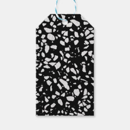 Etiqueta Para Presente Padrão abstrato Terrazzo Mosaico preto e branco