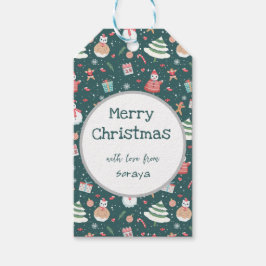 Etiqueta Para Presente Padrão Adorável de Natal do Snowman